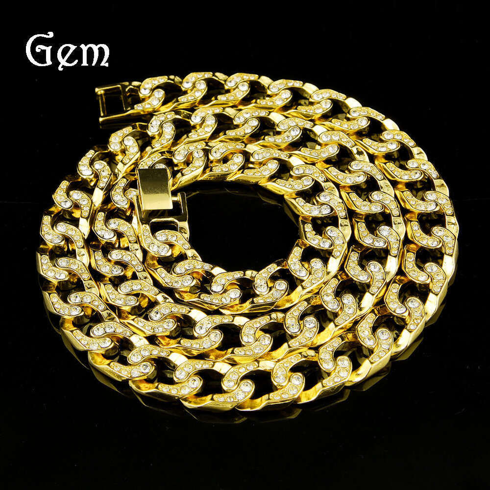Hiphop Hip-Hop Rap Full Dia Cuban Chain Fashion Miami Necklace Street Heavy Jewelry