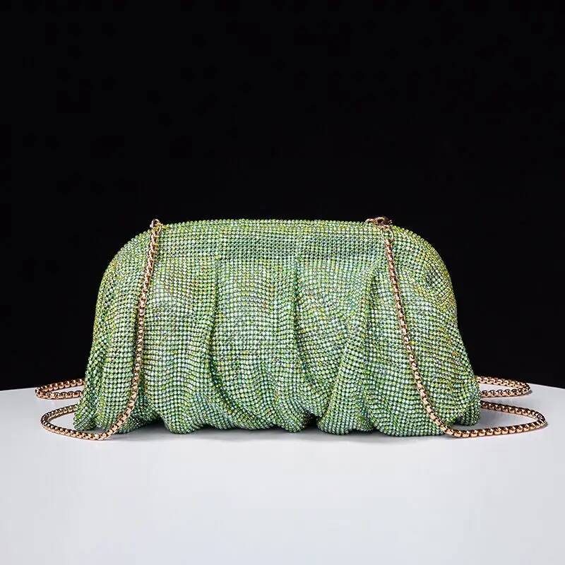 Shiny Rhinestone Evening Clutch Bags Women New Folds Crystal Clip Purses And Handbags Wedding Party Purse Day Clutches