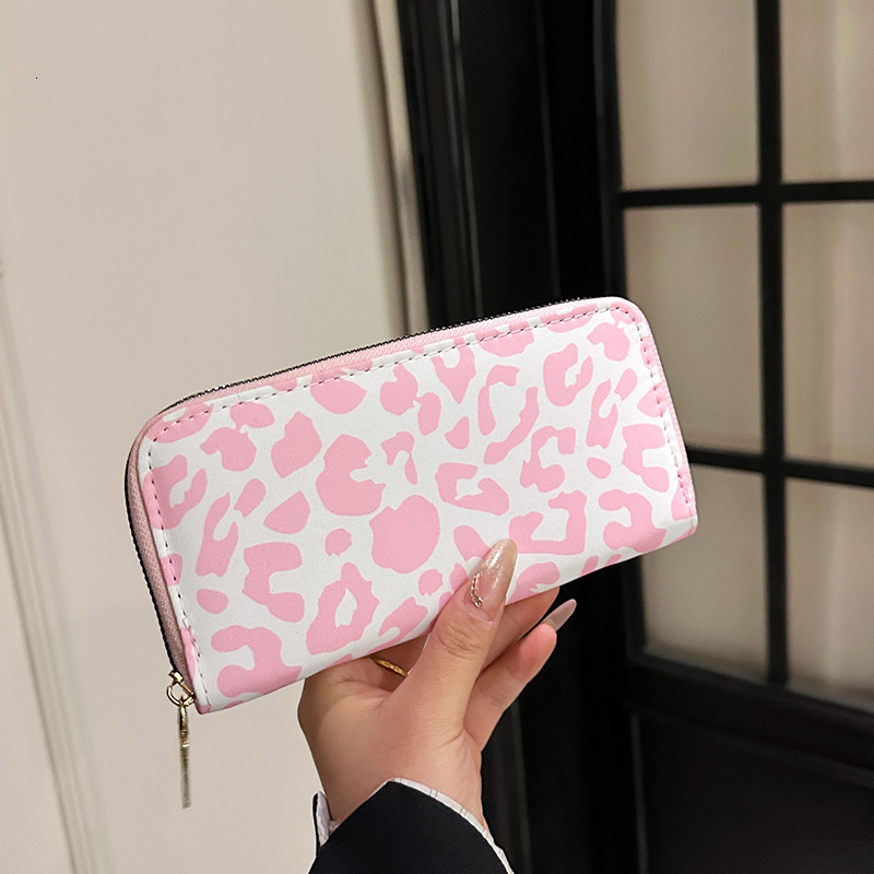 Cross-border Exclusive Luxury Bag Women's Long Zipper Phone Wallet Fashion Retro Leopard Print Card Holder Credit Designer Bag Card Holder Money 