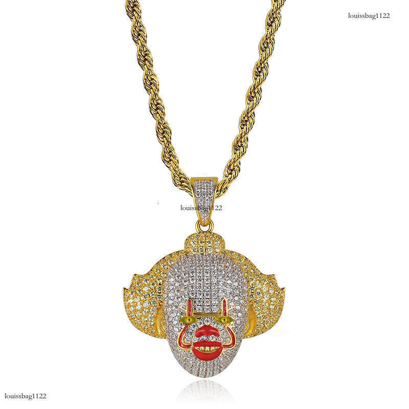 Hip Hop COS Classic Clown Fun Pendant Full Moissanite chain Inlay Unisex Trendy Accessories