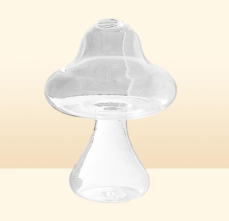 Transparent Mushroom Shaped Glass Vase Lovely Hydroponics Plant Creative Crafts Decor For Home Office Living Room Vases6189198