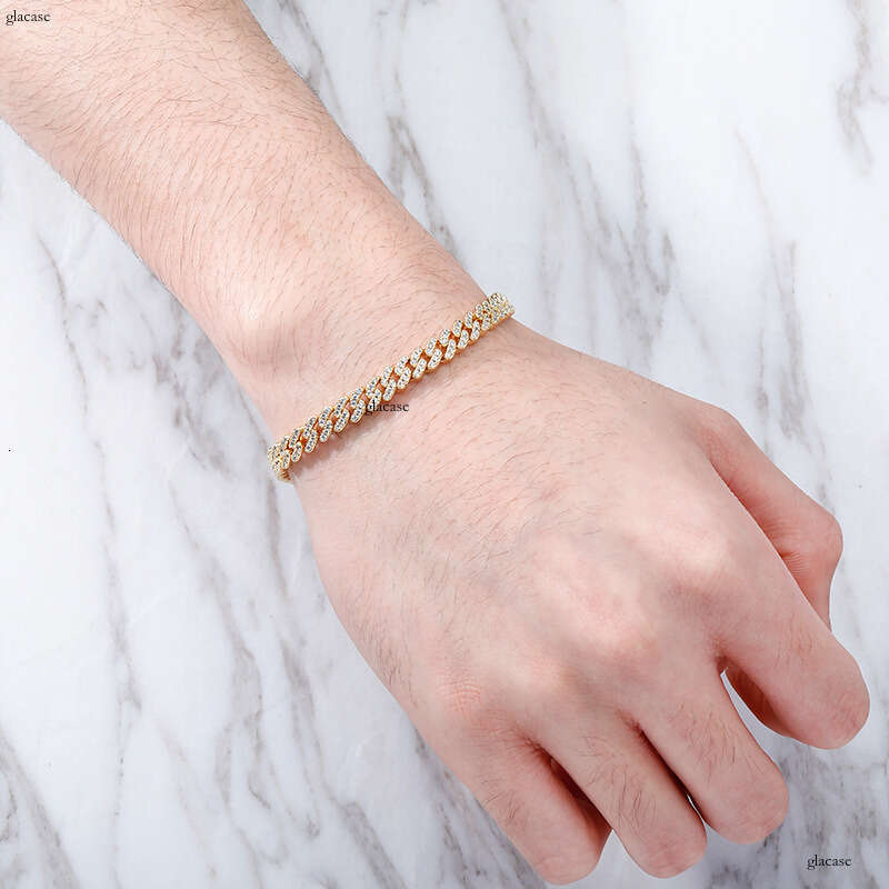 6MM New Hip-Hop Spring Clasp Cuban Chain Bracelet Men's Trendy Jewelry Accessories
