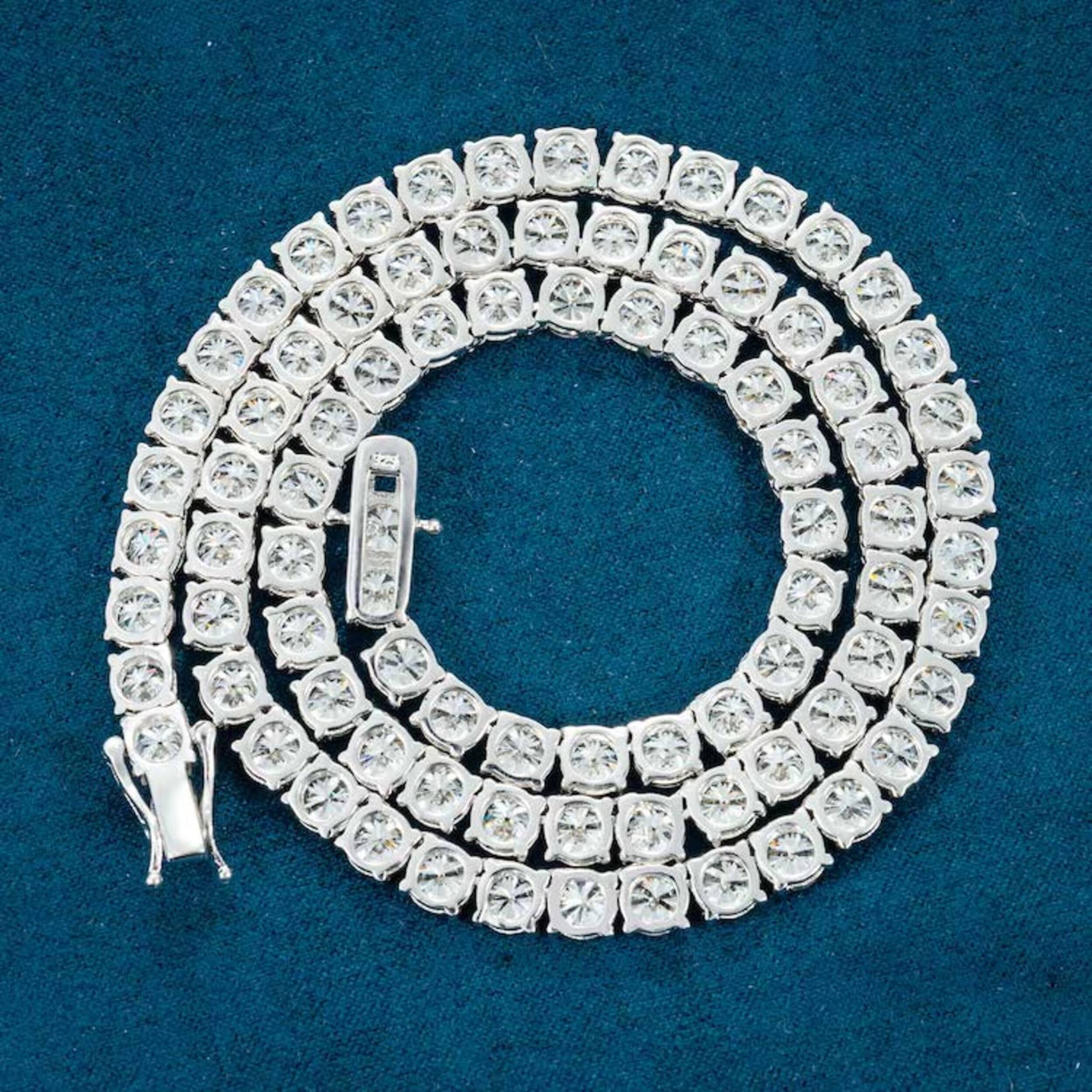 Luxury Gorgeous Moissanite Tennis Necklace 5MM Moissanite Chain 925 Sterling Silver for Men and Women Best Gift for Him Her