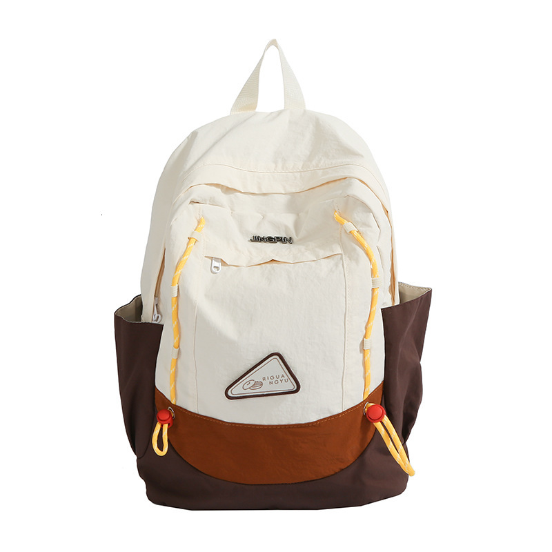 Minimalist Korean Style Color-Block New Backpack Lightweight Travel Casual Double High Aesthetic Dirt-Resistant Large Capacity Single Shoulder Bag ddm