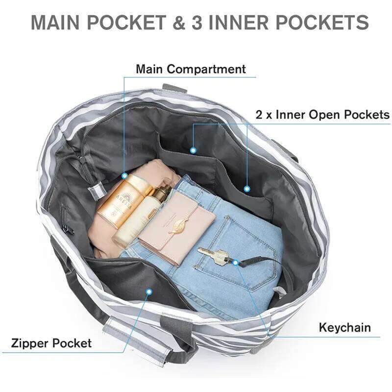1pcs Beach Tote Waterproof Foldable Large Capacity Lightweight Portable Travel Storage Bag for Outdoor Swimming Vacation