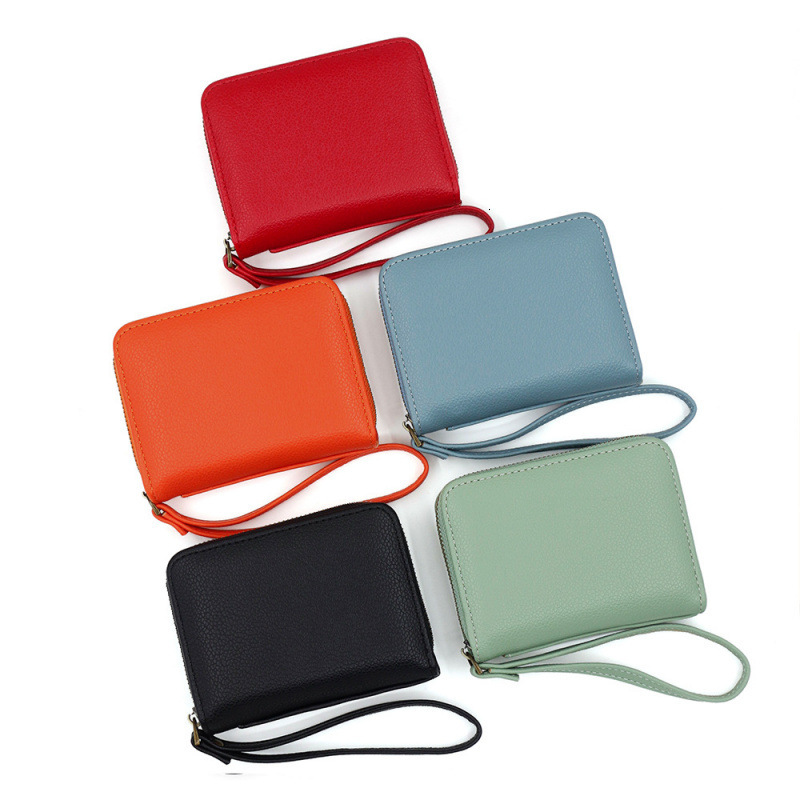 New Lychee Pattern Zipper Coin Purse For Women, Short Mini Wallet, Card Holder, Coin And Key Luxury Bag Organizer, Money Clip