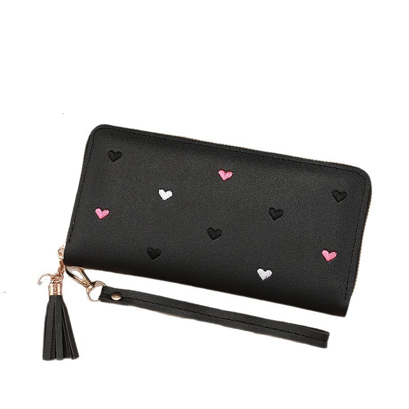 2025 New Versatile Women's Bag Embroidered Cute Female Student Zipper Short Wallet Fashion Clutch Luxury Bag Coin Purse