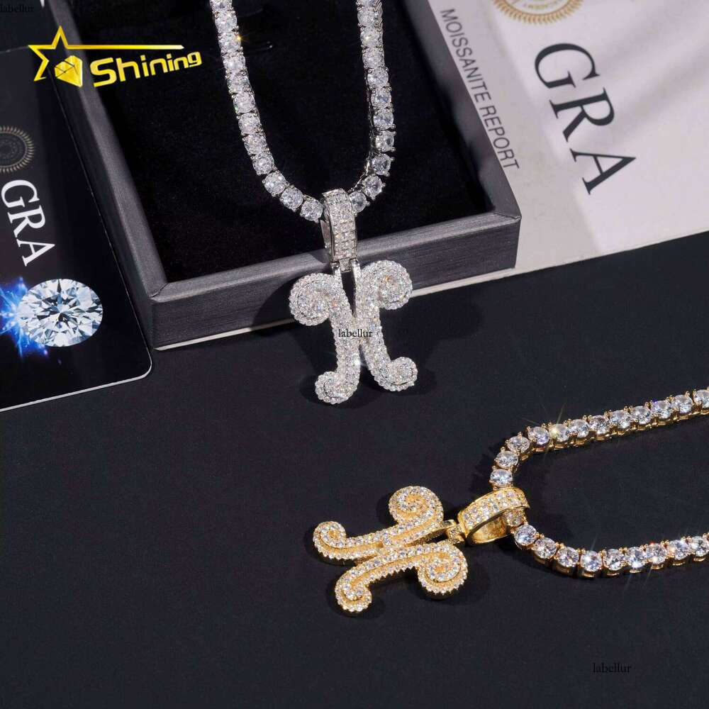 New Design Iced Out Dia Letter H Custom Hip Hop Sier Gold Plated VVS Moissanite Pendant Men Women Fine Jewelry