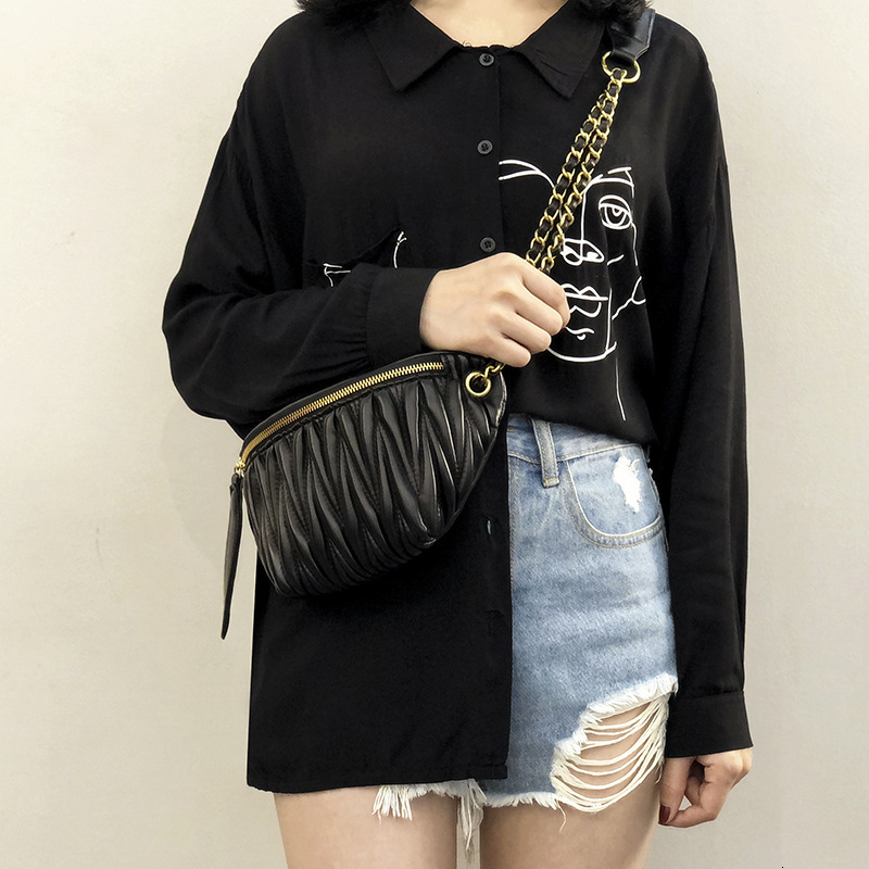Free Shipping Designer Bag Internet Celebrity Small Bag For Women New Style Pleated Waist Bag Luxury Bag Fashionable Trendy Crossbody Bag Ins Chest Ba