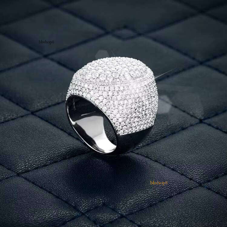 Iced Out Hip Hop Moissanite Ring for Men VVS Cut Sterling Silver Engagement Wedding Jewelry GRA Certified