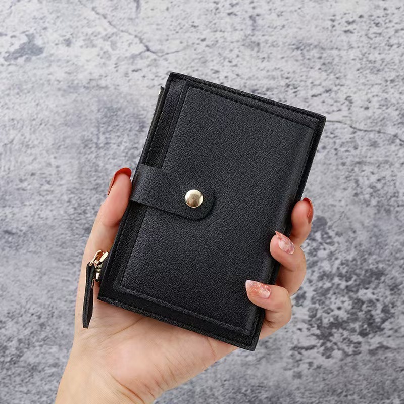 2025 Short Wallet For Women New Multi-card Slot Zipper Button Card Luxury Bag Holder Simple Ladies Card Case Student Coin Purse