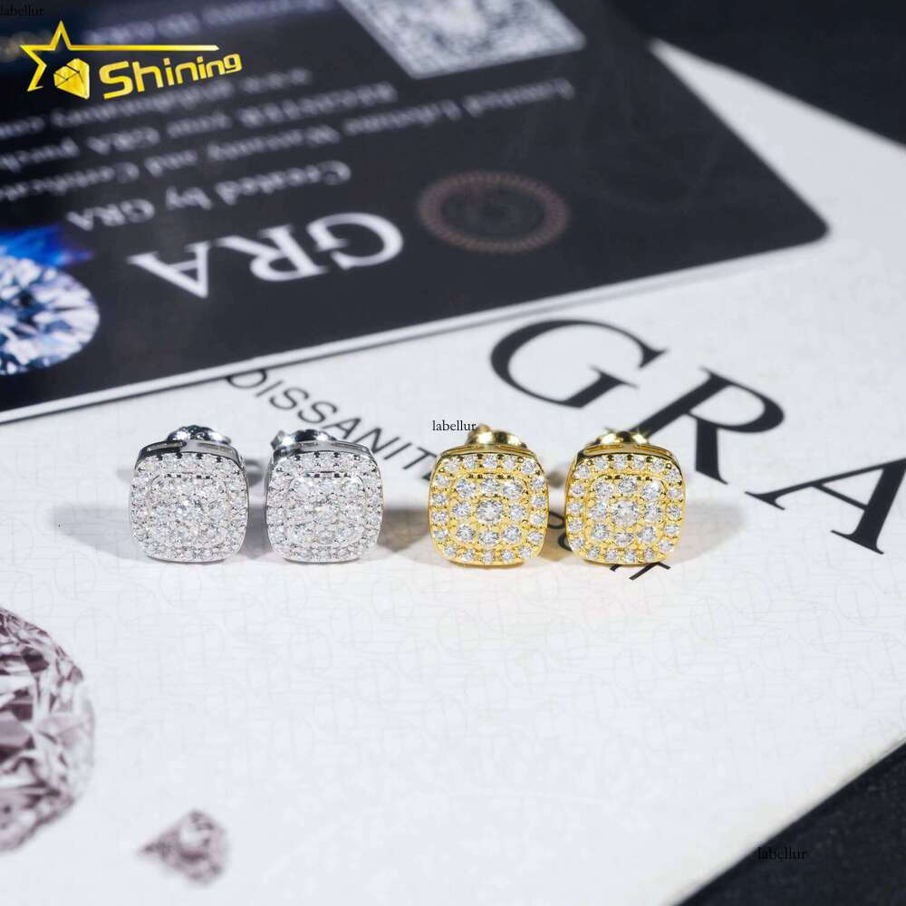 Ready to Ship Pass Dia Tester Iced Out Hip Hop Jewelry Popular Sterling Sier Men Earring VVS Moissanite Stud Earrings