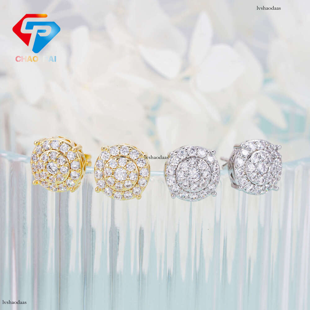 ICED OUT Hot Sale 10mm Stud Earrings Jewelry Micro Pave Moissanite Hip Hop Personality High-end