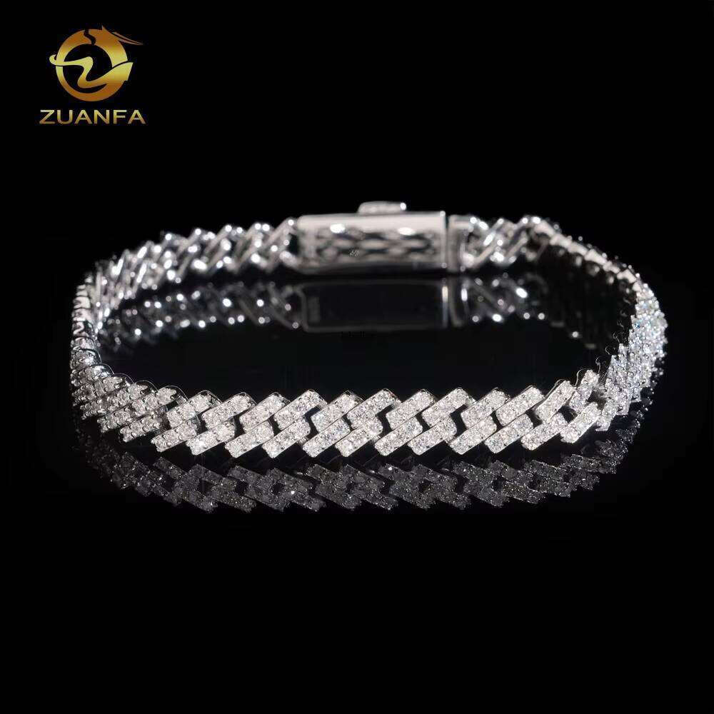 7Mm 1Row High Quality Moissanite Hip Hop Sier Iced Cuban Chain Bracelet With GRA Certificate