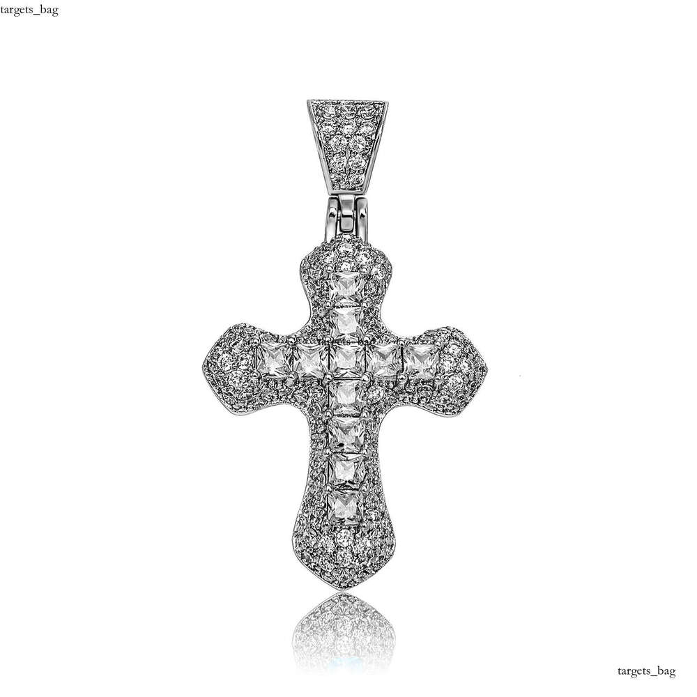 Hip Hop Blue Moissanite chain Cross Men's Necklace Fashion Versatile Sweater Chain Jewelry