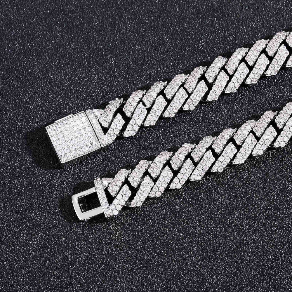 10mm Dia-Shaped Cuban Chain Sterling Hip-Hop Necklace Trendy Men's Personal Sier Moissanite