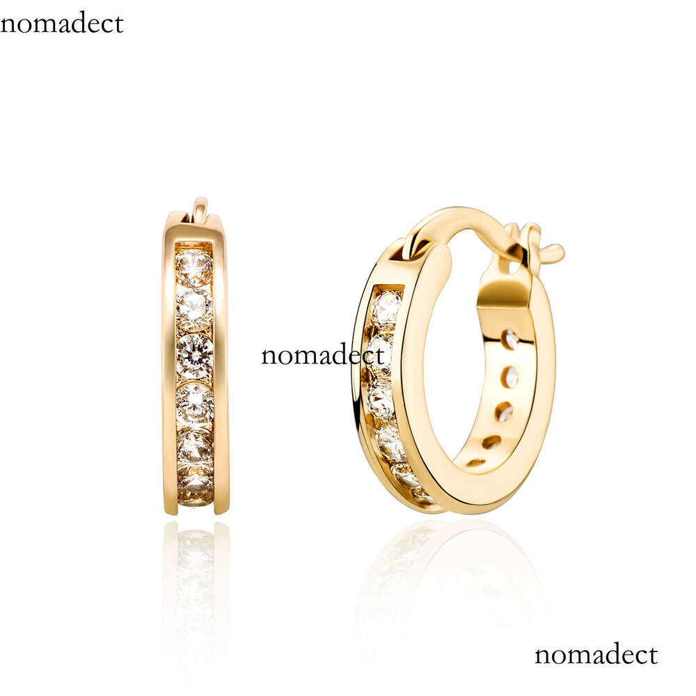 INS Trendy Hoop Unisex Hip-Hop Studs Personality Simple Dia-Studded Earrings