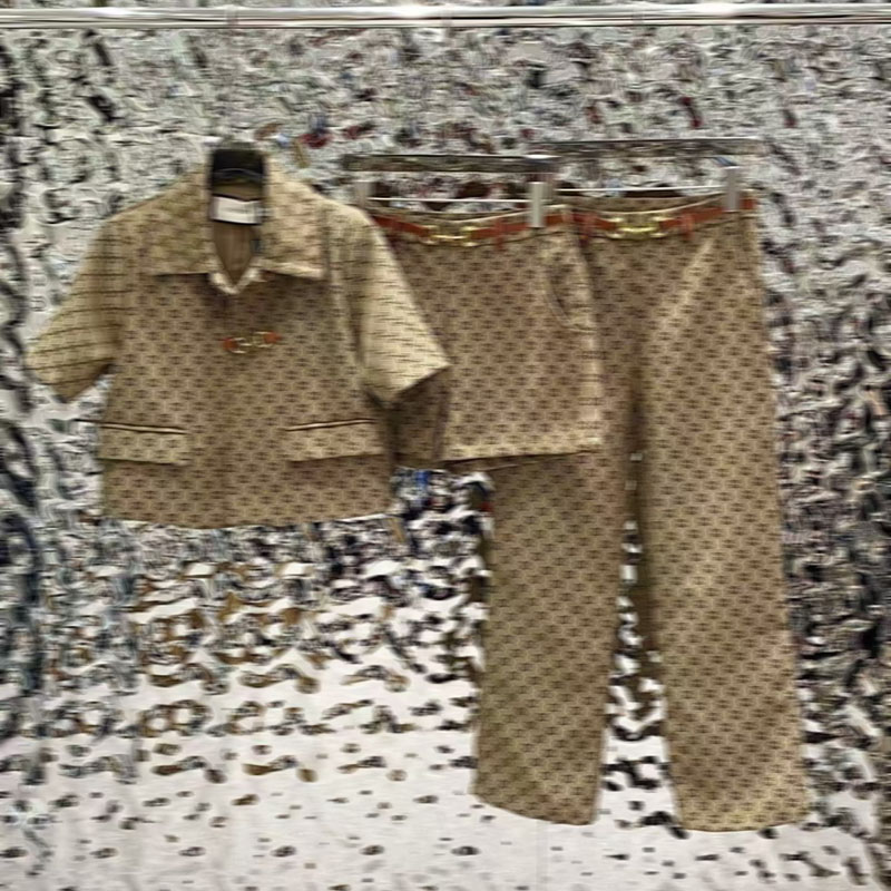 Women's suit series new retro short sleeved jacket top fashionable shorts printed temperament half skirt paired with casual trousers high-quality set