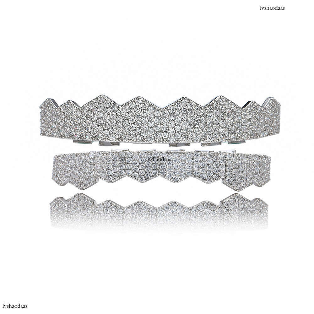 Iced Out VVS Moissanite Hip Hop Teeth Bracelet Vampire Fangs with Certificate