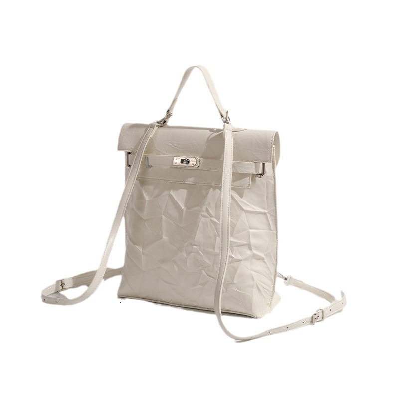 Korean Version High-End Fashion Versatile 2025 New Pleated Travel Backpack ddmymoon