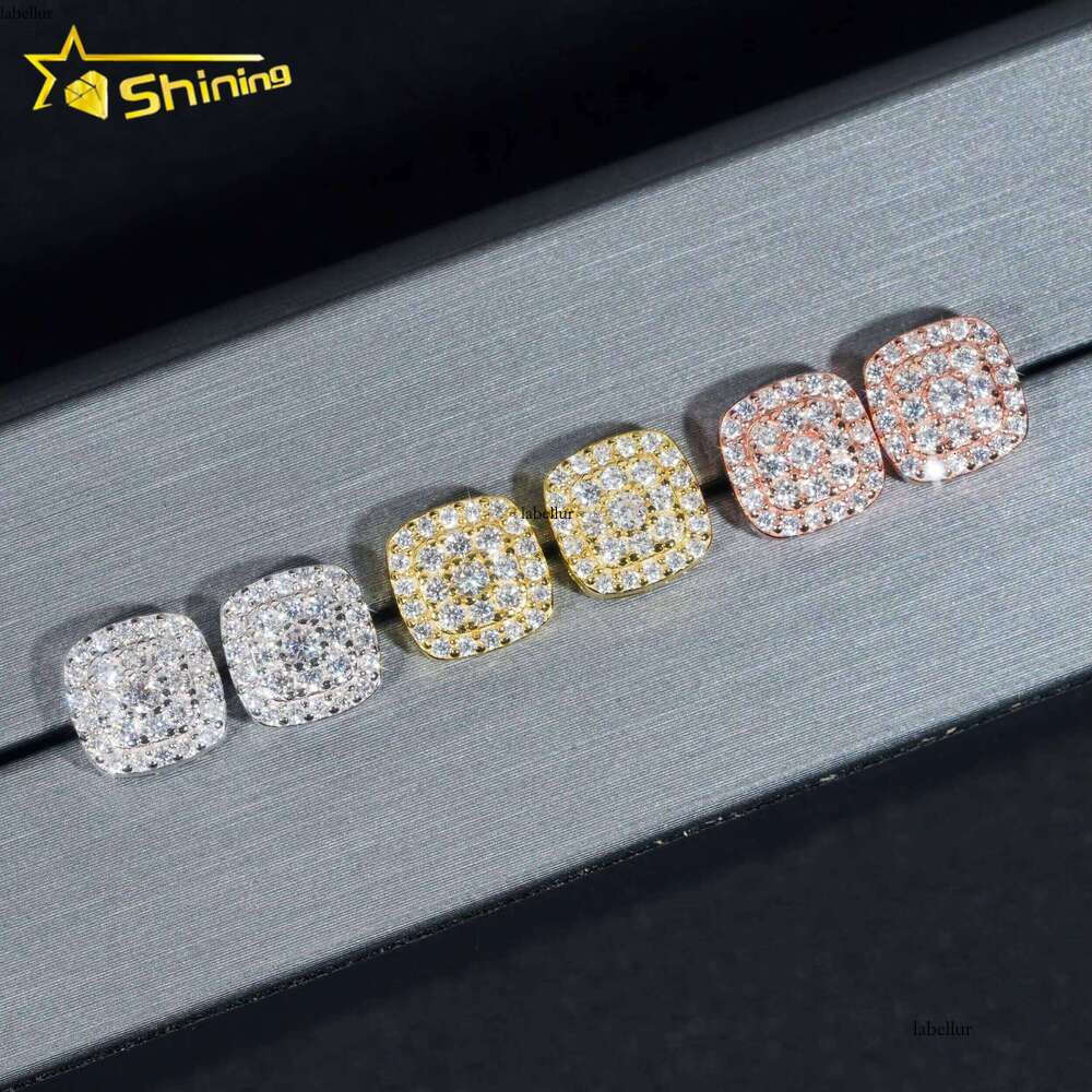 Ready to Ship Pass Dia Tester Iced Out Hip Hop Jewelry Popular Sterling Sier Men Earring VVS Moissanite Stud Earrings