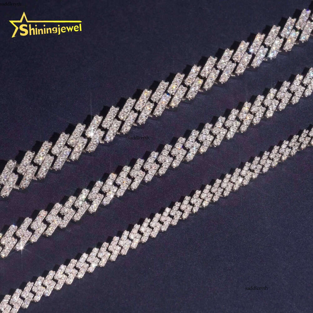 Sterling Sier Hip Hop 7mm 10mm 13mm One Row Cuban Necklace Men Women VVS Moissanite Chains Iced Out Link Chain
