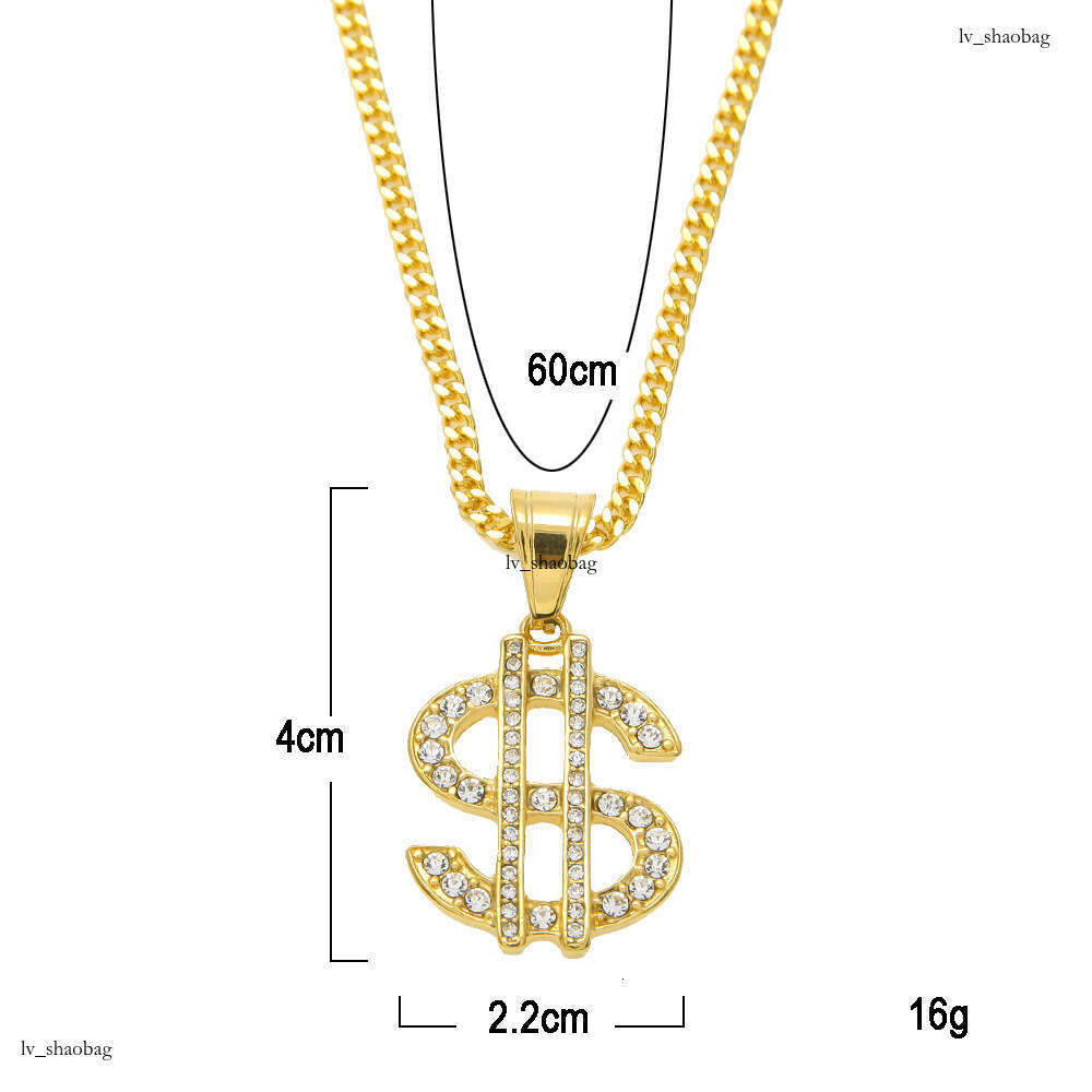 Hip-Hop Trendy Jewelry Gold-Plated Dia-Studded Fashion Dollar Shape Pendant Necklace