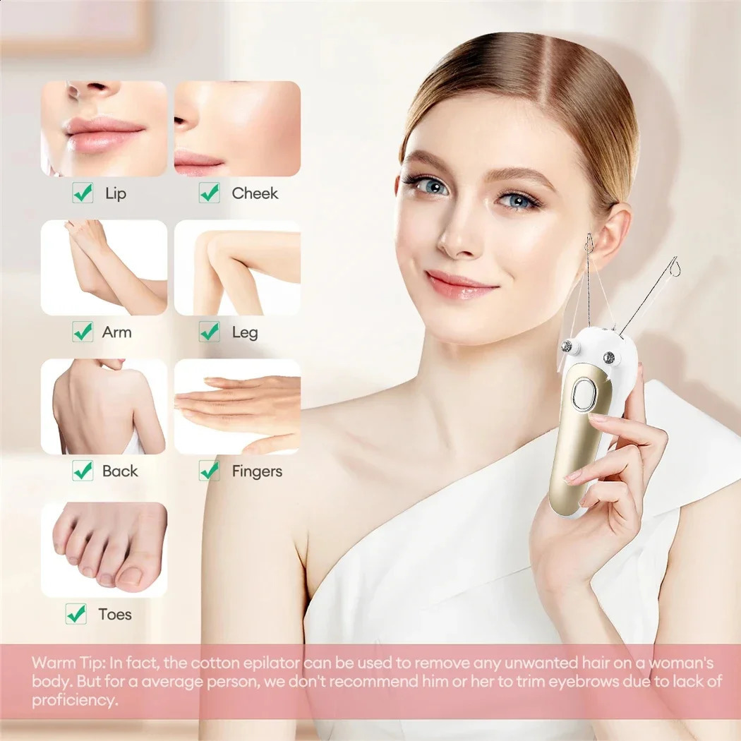 Women Electric Hair Epilator Body Hair Remover Cotton Thread Defeatherer Depilator Face Razor Face Leg Arm Hair Remover 250805