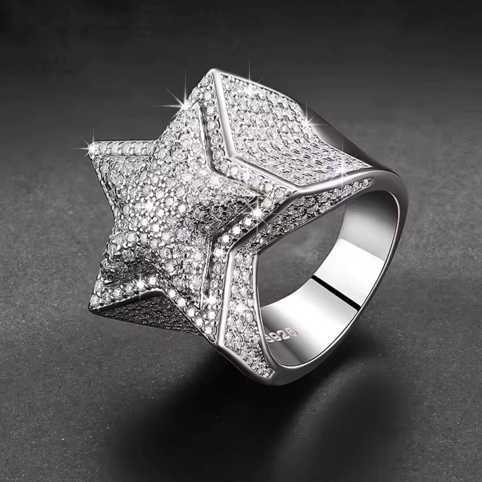 Hot Selling VVS Moissanite 925 Sterling Silver White Gold Plated Engagement Ring Wedding Gift Men Women Diamond Test Passes