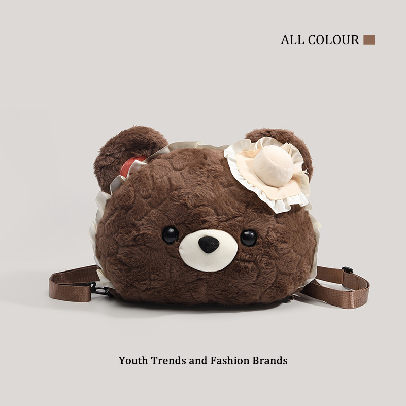 Cute Bear Big Head Plush Toy Backpack for Girls Lolita Style ddmymoon