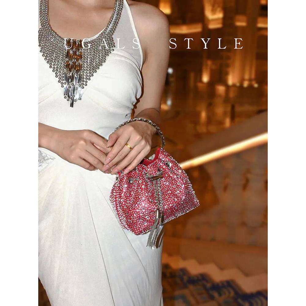 Rhinestone Evening Purses And Handbag Designer Shoulder Shiny Crystal Clutch Purse Bucket Bag