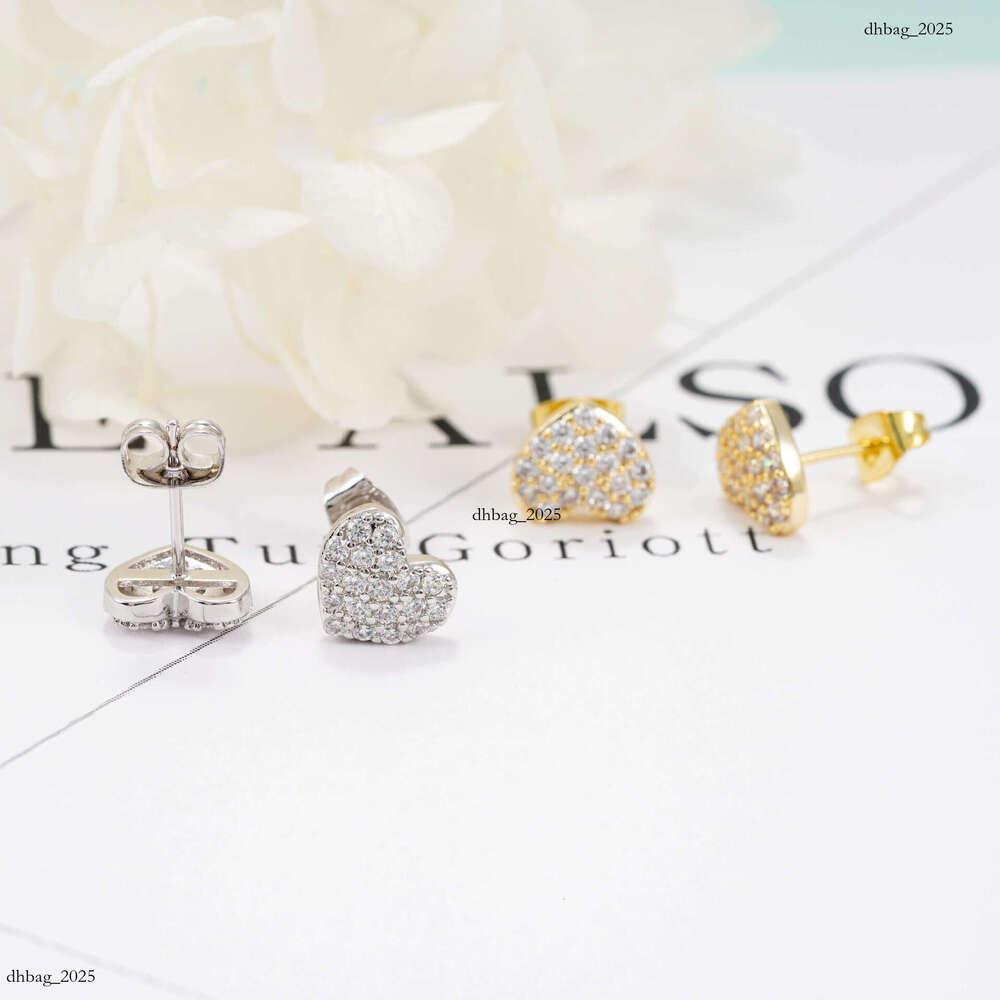 ICED OUT New Creative Heart Sier Moissanite Full Inlay Trendy Essential Earrings
