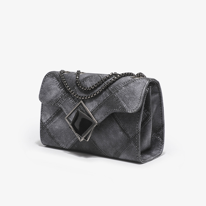 Denim PU Leather Quilted Embossed Small Square 2025 Fashion Gradient Color Chain Crossbody Shoulder Bag for Women New Model ddmymoon
