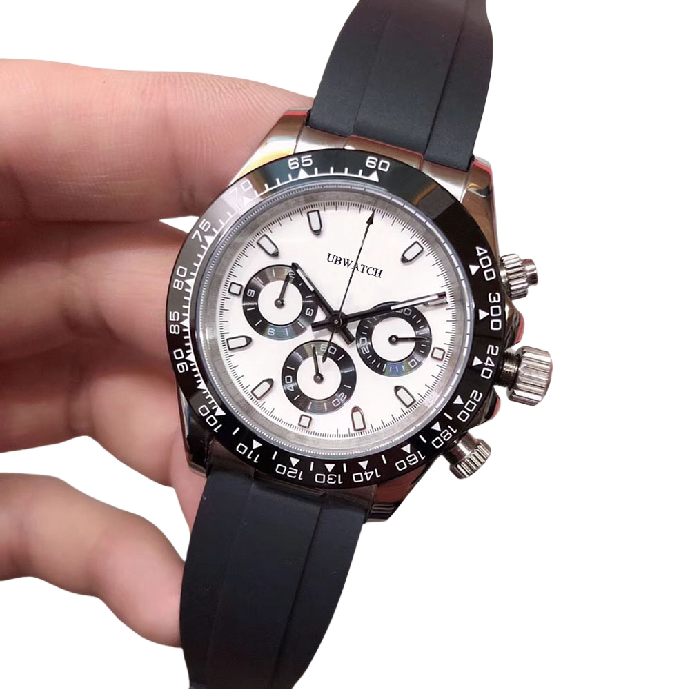 ST9 NEW 40MM Panda Dial Racing Men Wristwatches Automatic Mechanical Watch Wear Resistant Sapphire Glass Man Watches With Three Sub-dials