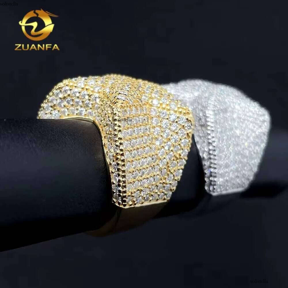 Pass Tester Drop Shipping Fine Jewelry Hip Hop Dia Iced Out Men Ring Moissanite Sterling Sier Rings