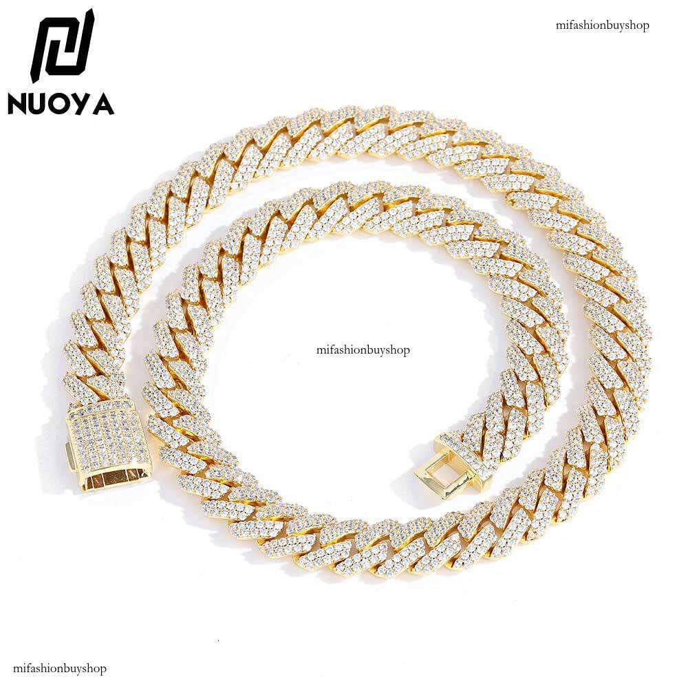 Hip Hop Jewelry Moissanite chain Trendy Brand 12mm Full Dia Rhombus Cuban Chain Men's Necklace