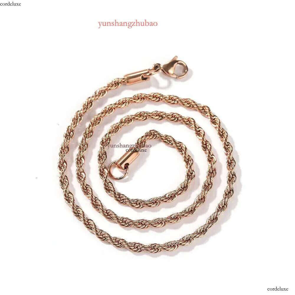 designer jewelry women High Quality Gold Plated rope chain Stainless Steel Necklace gift rose gold necklace 2-5mm chains for men