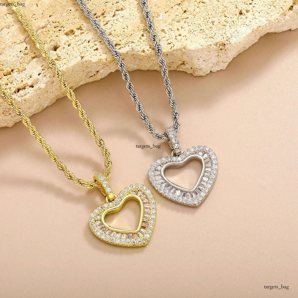 Hollow Heart Braided Moissanite chain Hip-Hop Accessories Sweater Chain Women Pendant Necklace Jewelry