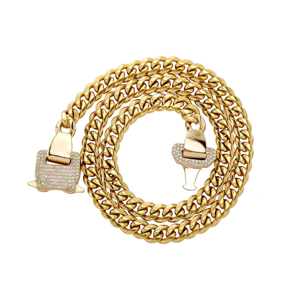 Functional Style 10MM Titanium Cuban Chain Hip-Hop Sterling Silver Trendy Necklace Unisex Simple Jewelry
