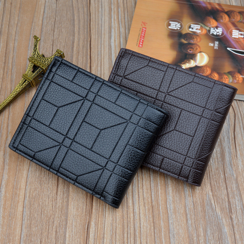 New Men's Wallet Short Style For Men, Designer Bag Fashionable Plaid Horizontal Soft Leather Luxury Bag Wallet With Large Capacity And Multiple C