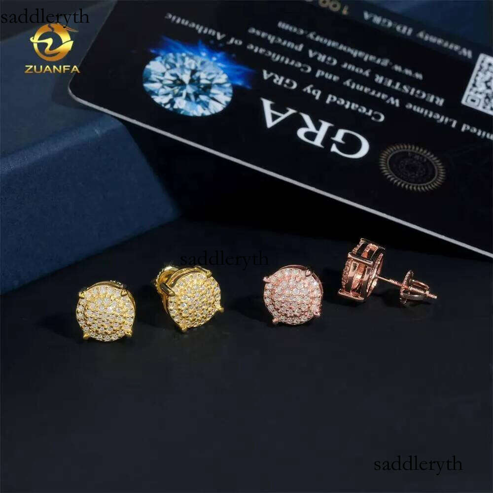 Iced Out Jewelry Fashion Hip Hop Style VVS Moissanite Sterling Sier Dia Stud Earrings 0b 11