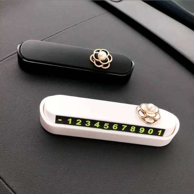 Camellia Flower Small Fragrant Wind Car Temporary Plate Magnetic Absorption Number Hidden Parking and Movi free shipping