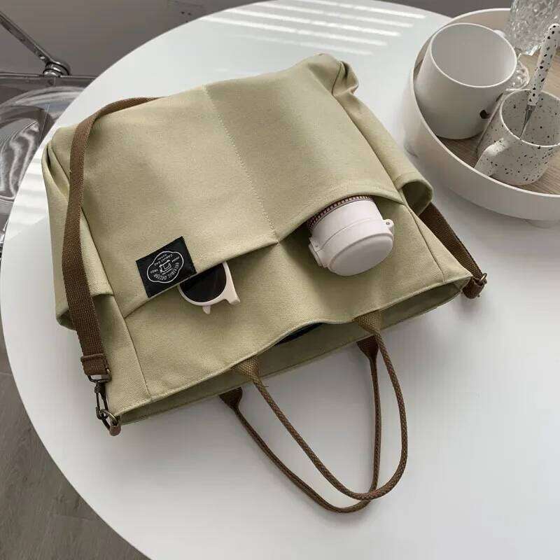 Japanese Multi-pocket Handbag Large-capacity Canvas Tote Simple School lady bag One-shoulder Men's and Women's Messenger Bag