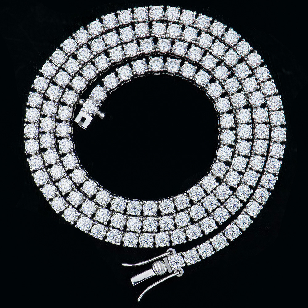 High Quality 925 Sterling Silver Round Shape 3MM Moissanite Diamond Super White Tennis Chain for Men