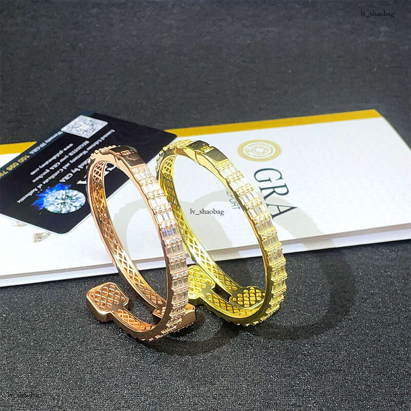 New Moissanite T Square 5.8mm Sier Gold Plated Hip Hop Bracelet Bangle