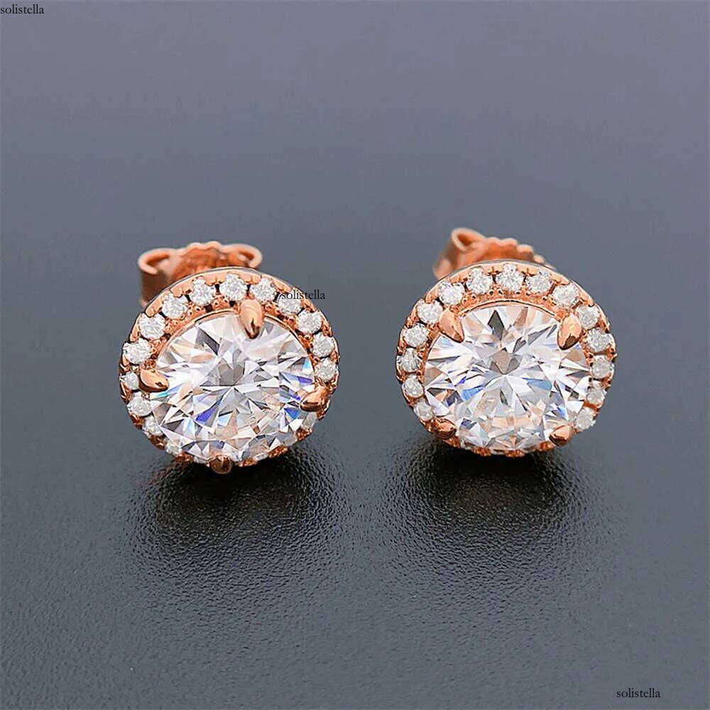 Icedminer Moissanite Dia Round Ear Jewelry Pass Tester S Sier Earrings for Women