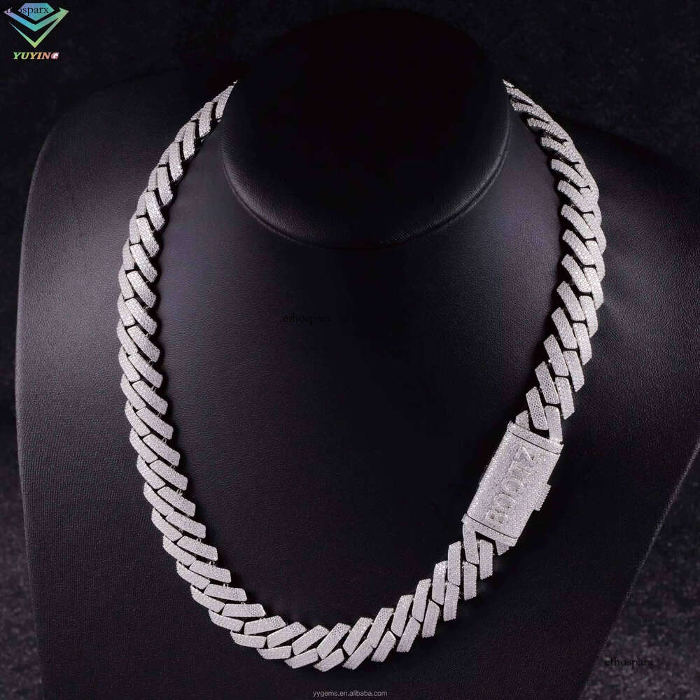 Fine Jewelry Heavy Link Necklace 3rows 15mm Sterling Sier VVS Moissanite Iced Out Dia Cuban Chain for Men
