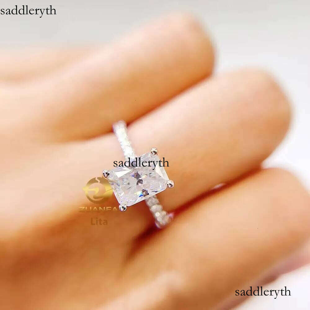 Pass Tester Top Quality GRA 2ct Radiant Cut 14k Gold Vvs1 Moissanite Dia Engagement Ring 6f c9