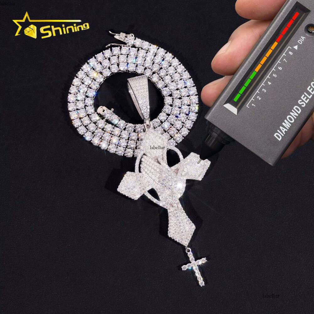 Classic Hip Hop Jewelry Sterling Sliver Gold Plated Pass Dia Tester VVS Lab Moissanite Iced Out Custom Charm Pendant