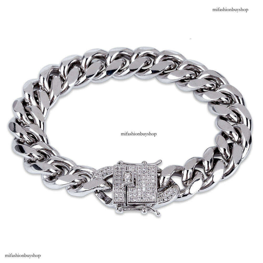 Hip Hop Necklace 12MM Smooth Cuban Chain Bracelet Trendy Men's Personality Jewelry INS Style